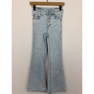 American Eagle Super High Rise Flare Jeans 0 Short 24” Waist Next Level Stretch